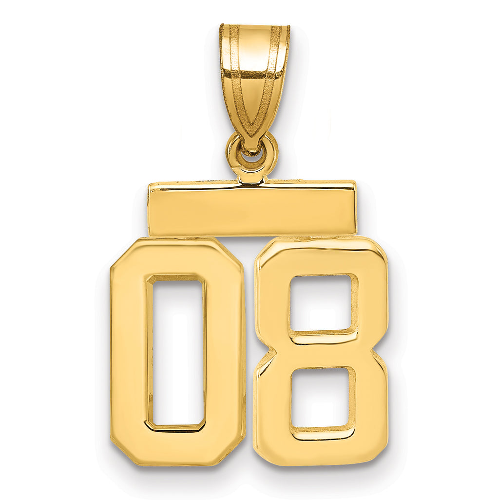 10k Small Polished Number 08 Charm