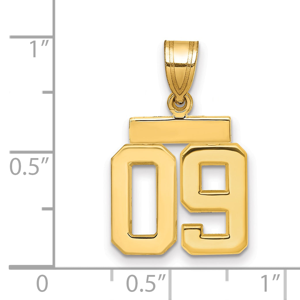 10k Small Polished Number 09 Charm