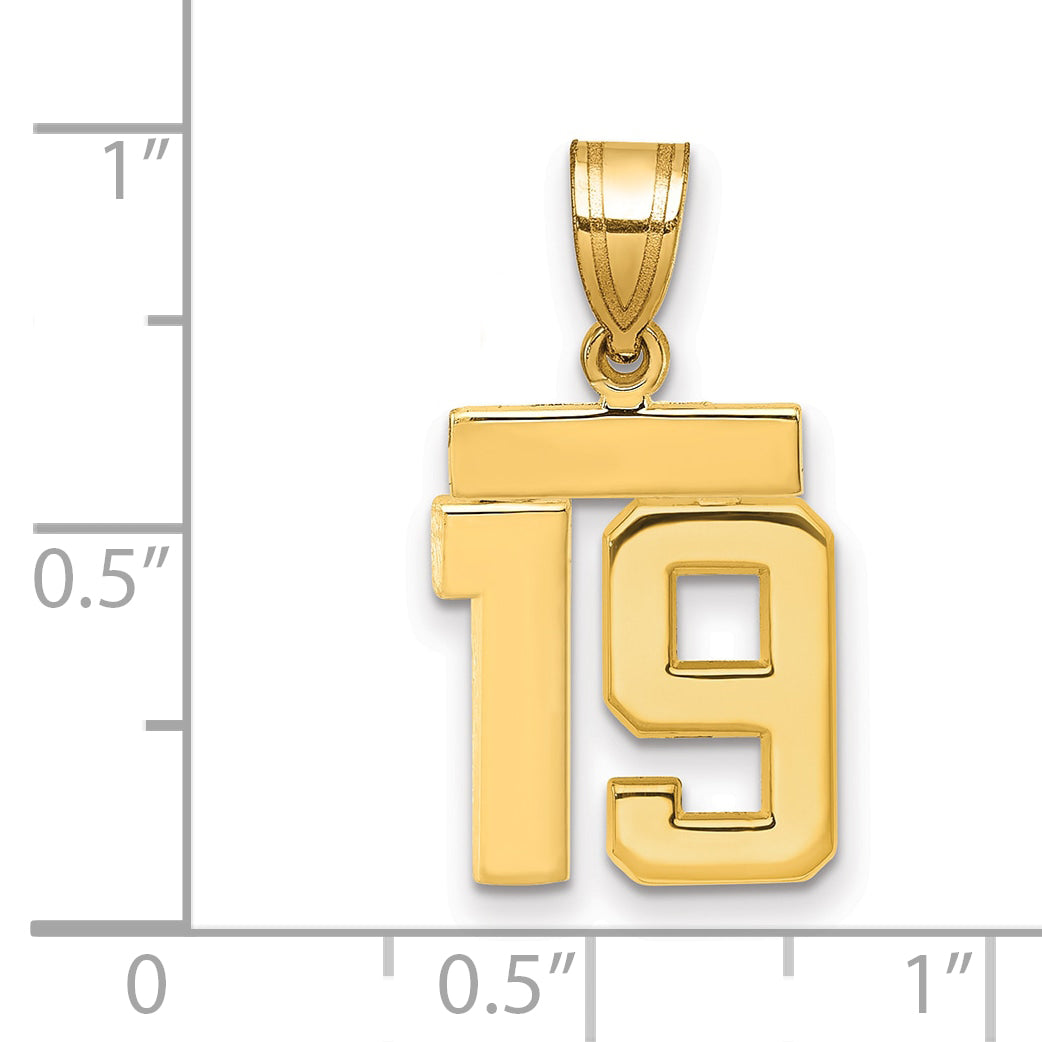 10k Small Polished Number 19 Charm