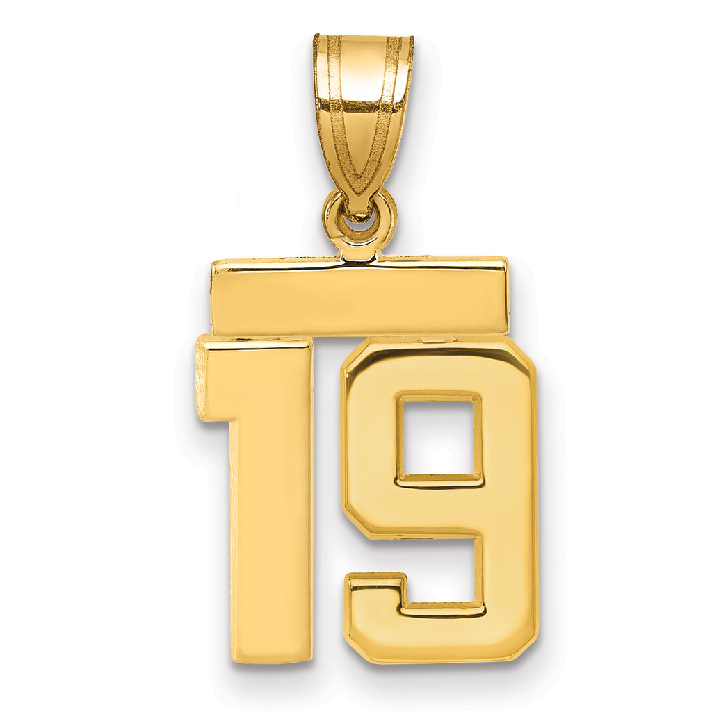 14k Small Polished Number 19 Charm