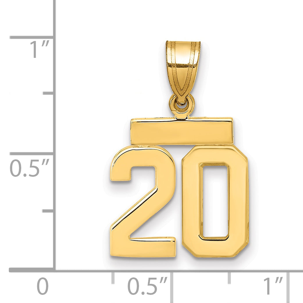 14k Polished Small Number 20 Charm