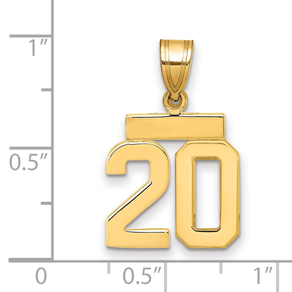 10k Small Polished Number 20 Charm
