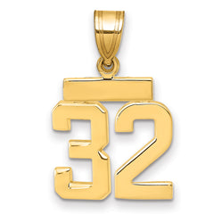 14k Small Polished Number 32 Charm