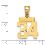 10k Small Polished Number 34 Charm