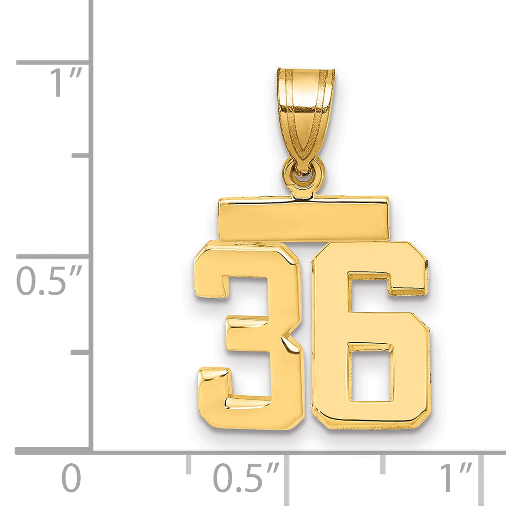 10k Small Polished Number 36 Charm