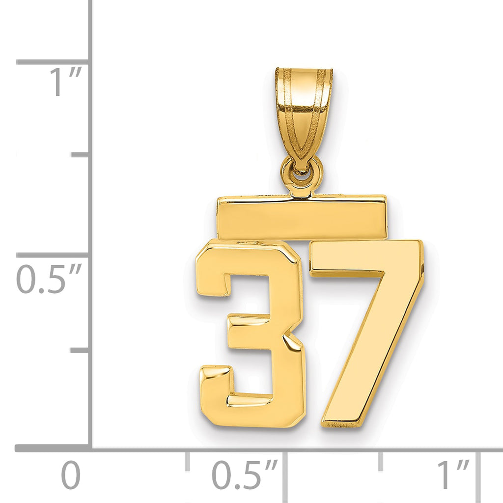 14k Small Polished Number 37 Charm