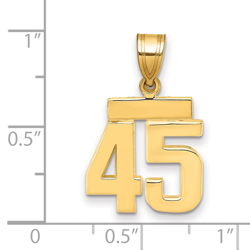 14k Small Polished Number 45 Charm