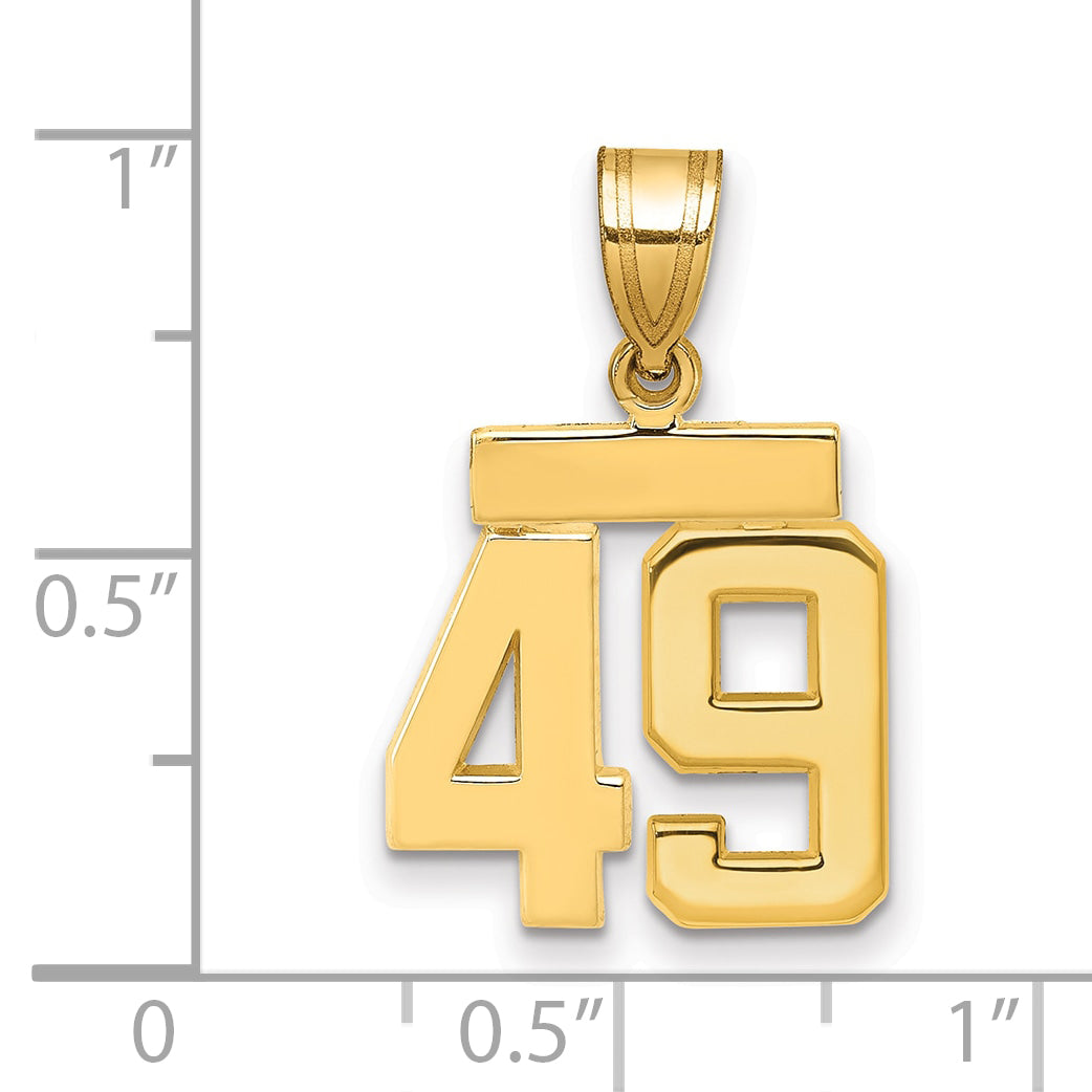 14k Small Polished Number 49 Charm