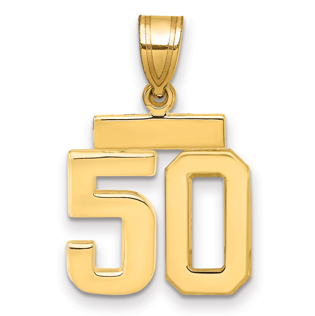 14k Small Polished Number 50 Charm
