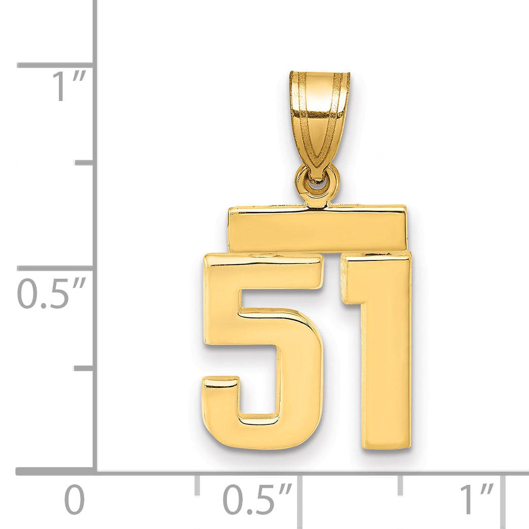 14k Small Polished Number 51 Charm