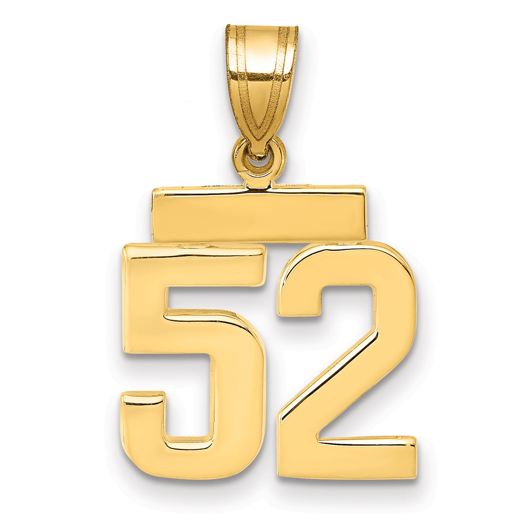 10k Small Polished Number 52 Charm