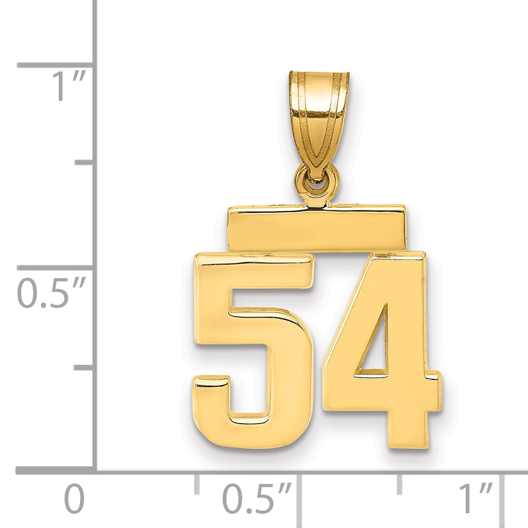 14k Small Polished Number 54 Charm