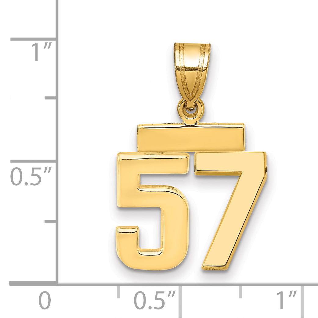 14k Small Polished Number 57 Charm