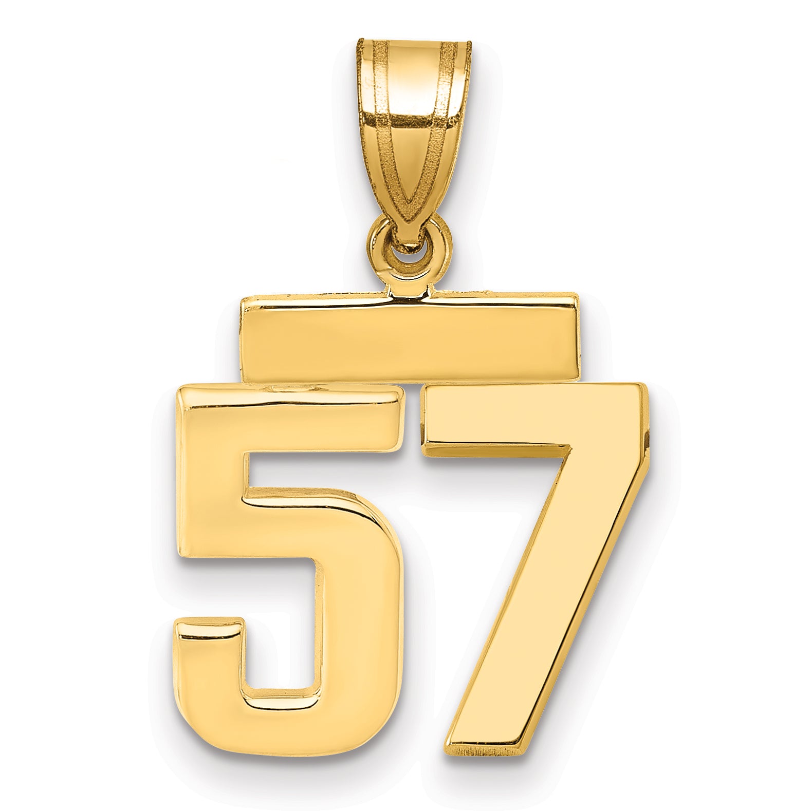 14k Small Polished Number 57 Charm