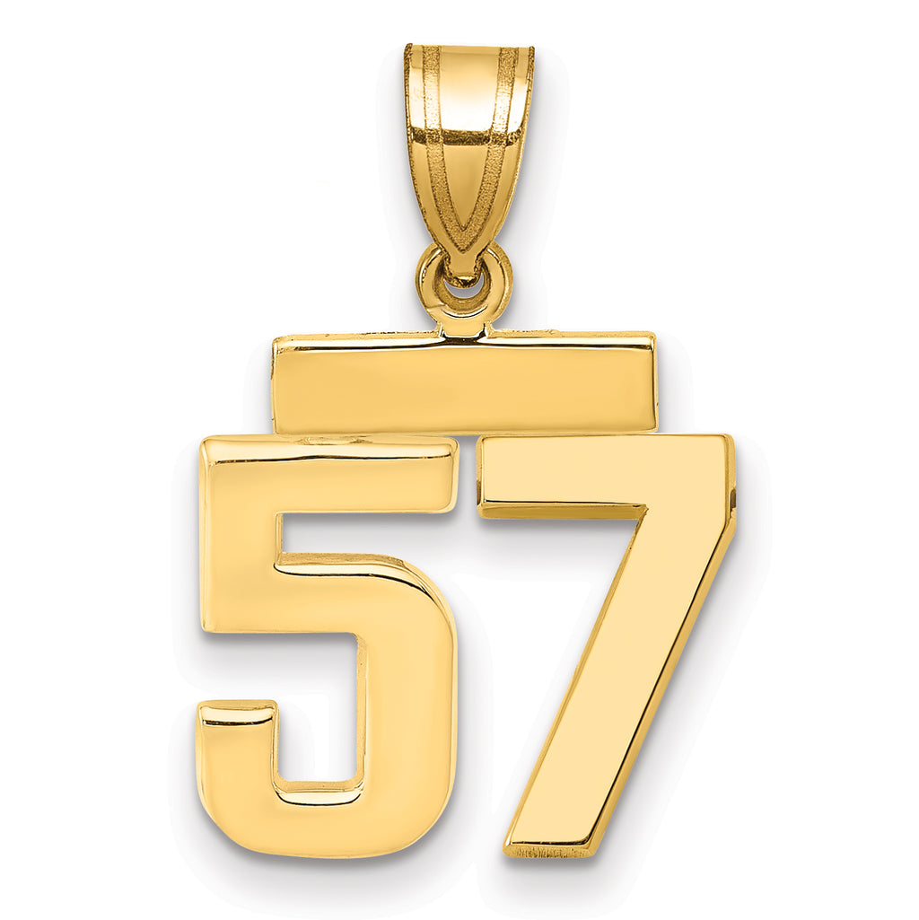 14k Small Polished Number 57 Charm