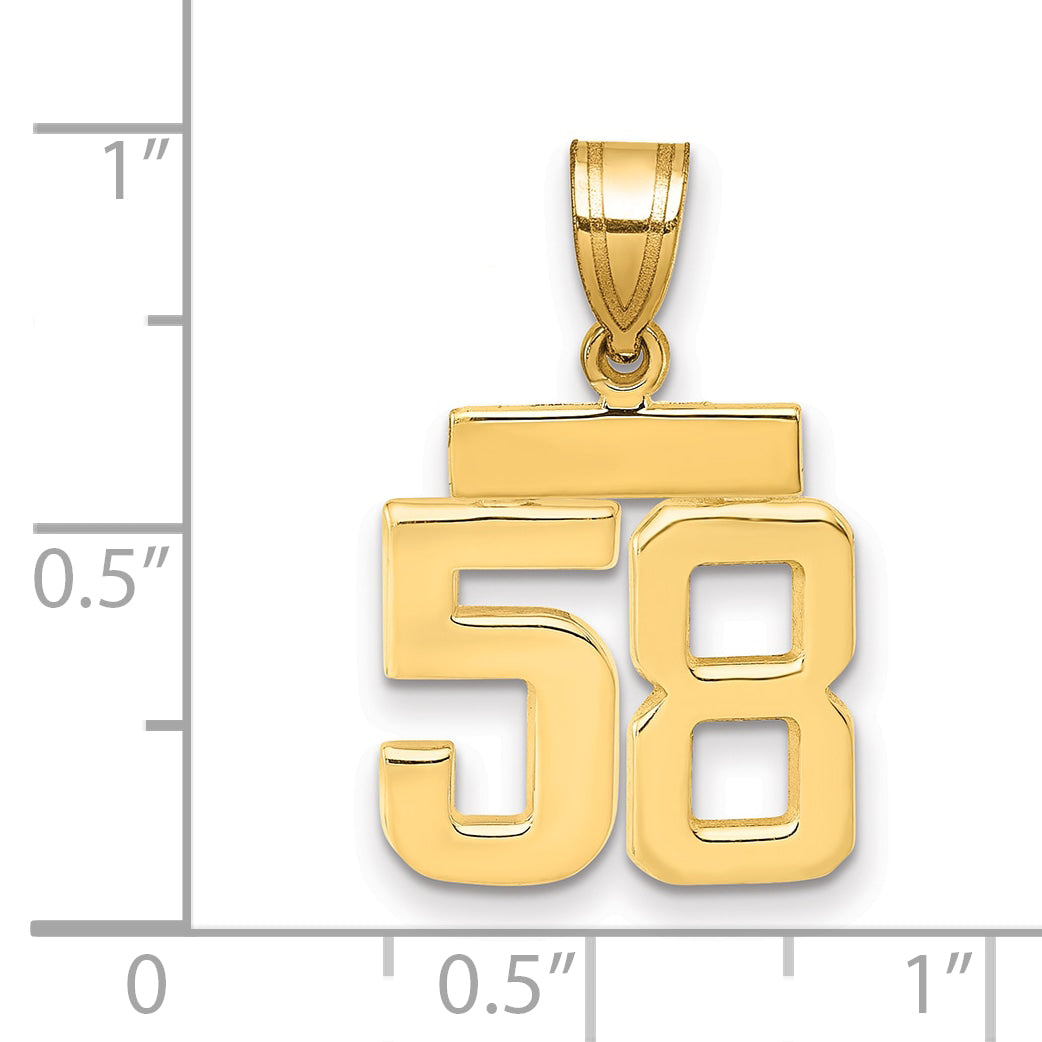 10k Small Polished Number 58 Charm