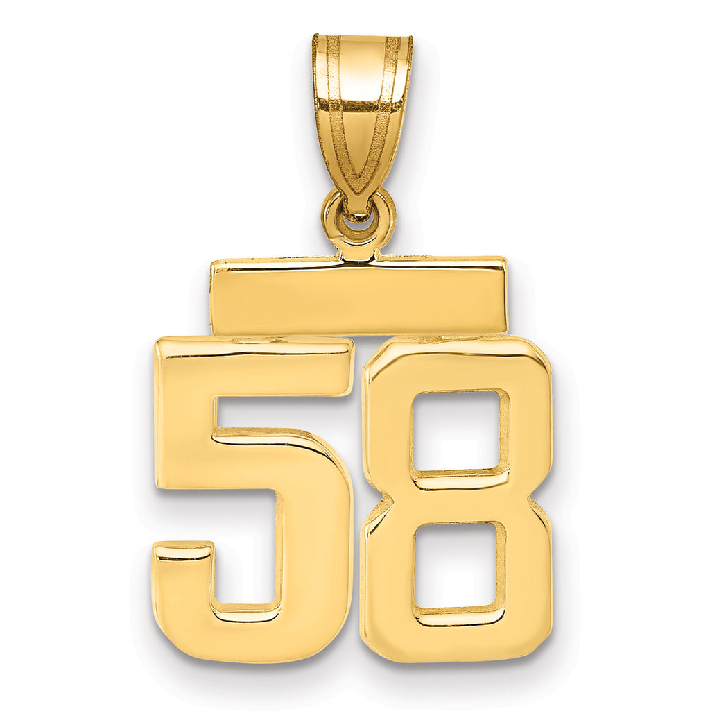10k Small Polished Number 58 Charm