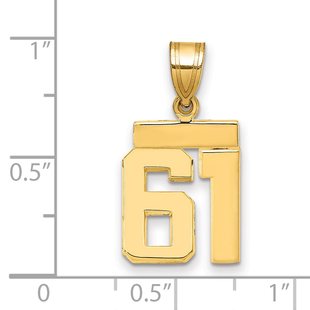10k Small Polished Number 61 Charm