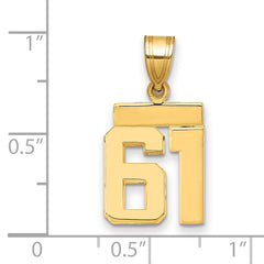 14k Small Polished Number 61 Charm