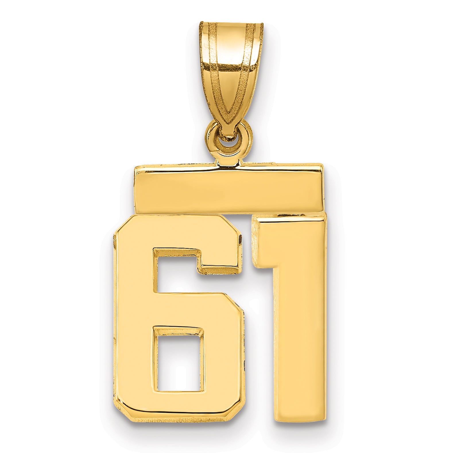 10k Small Polished Number 61 Charm