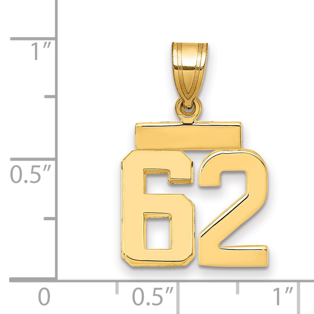 10k Small Polished Number 62 Charm Secondary image