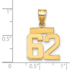 10k Small Polished Number 62 Charm