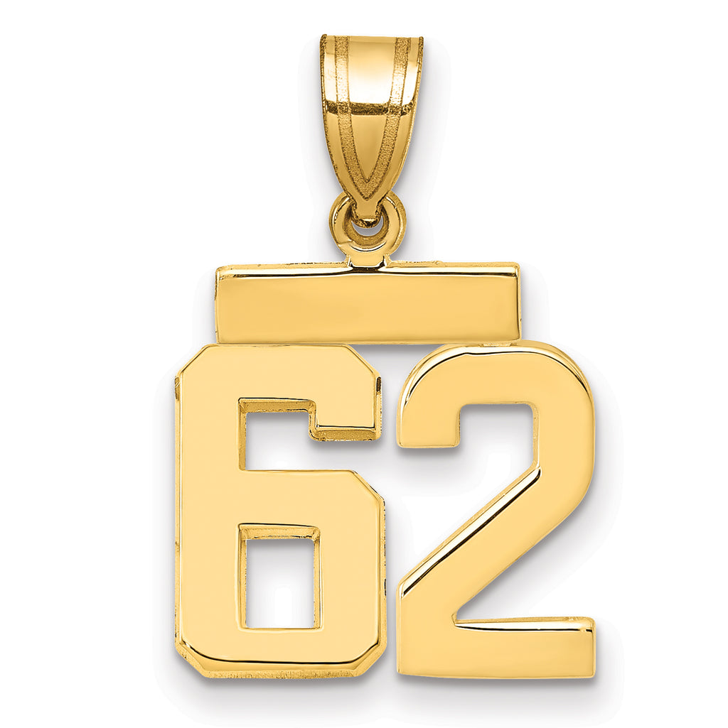 14k Small Polished Number 62 Charm