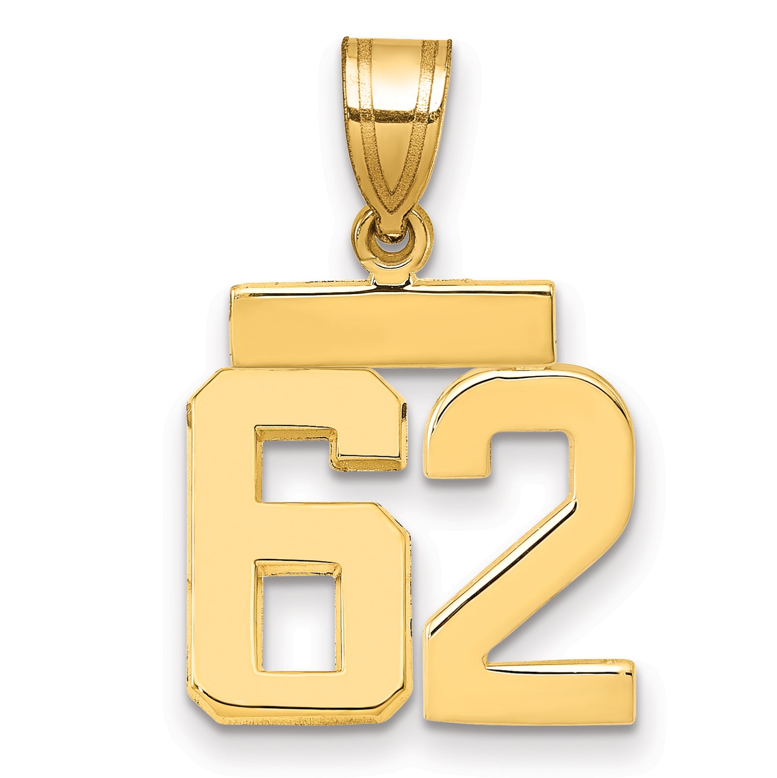 10k Small Polished Number 62 Charm