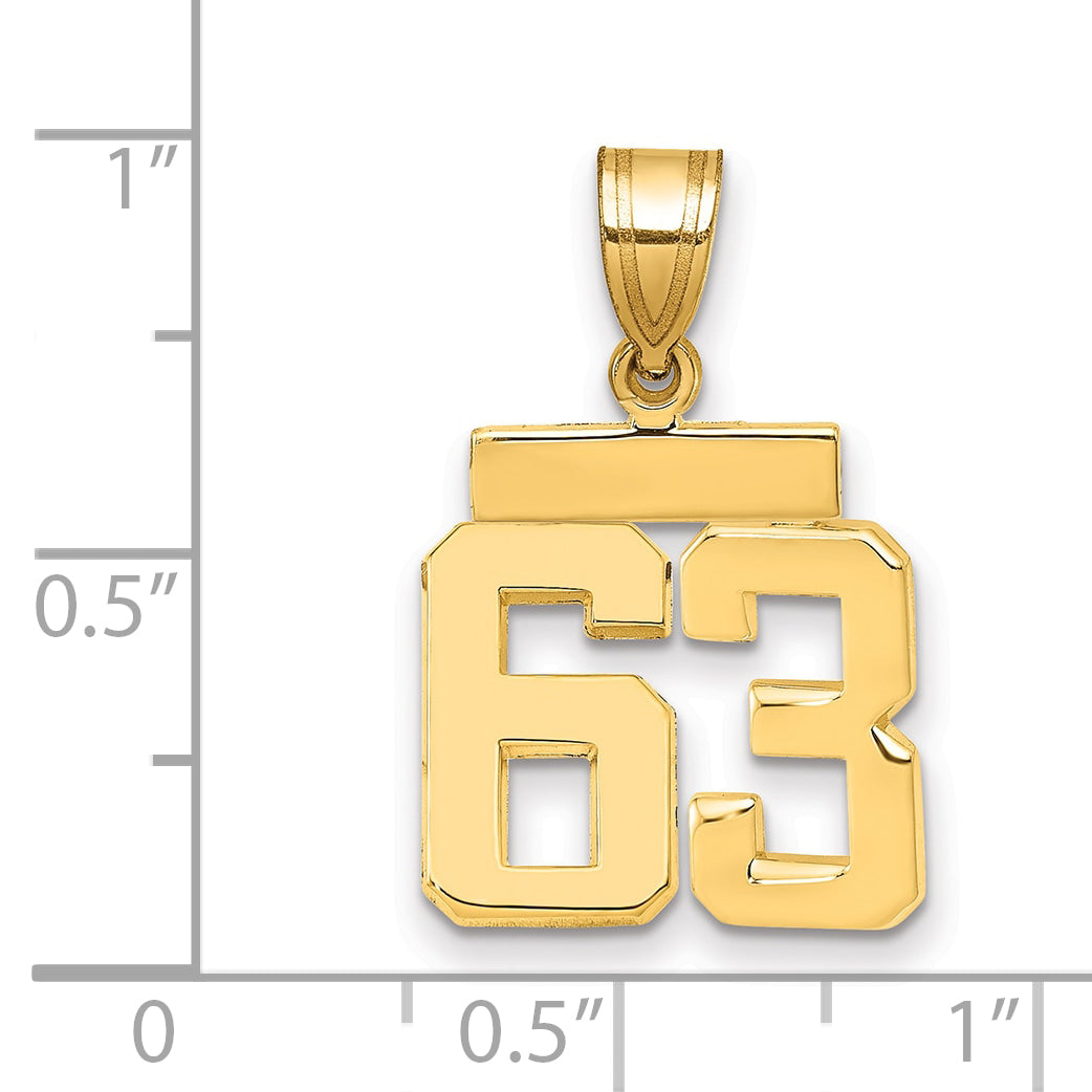 14k Small Polished Number 63 Charm