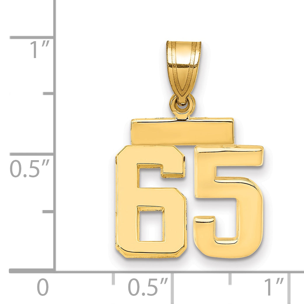 10k Small Polished Number 65 Charm