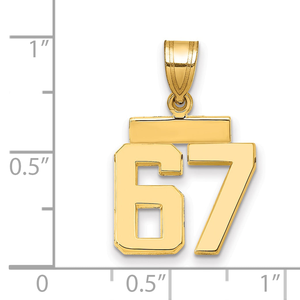 14k Small Polished Number 67 Charm