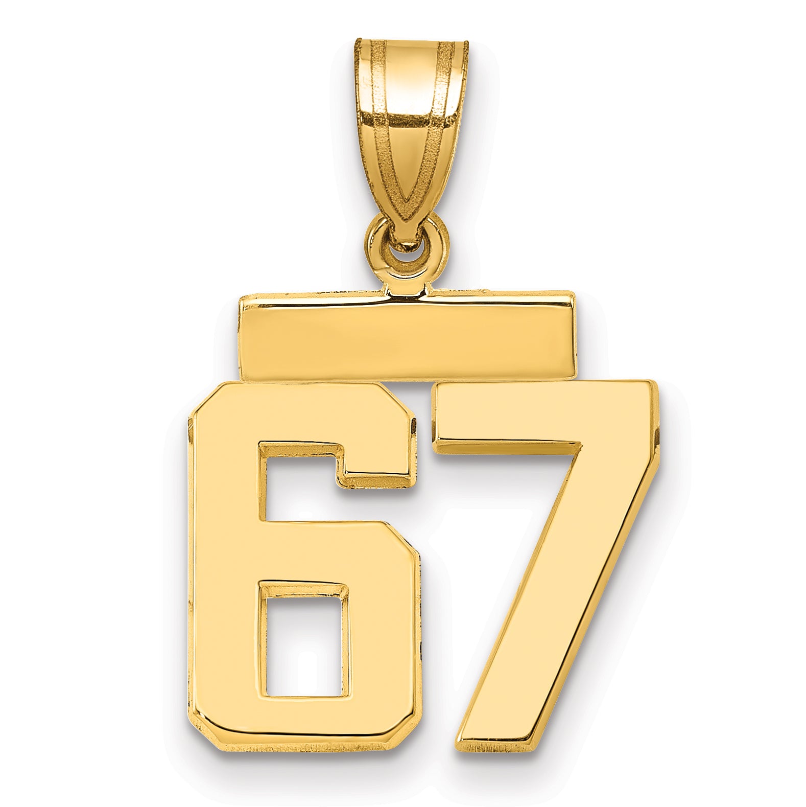 10k Small Polished Number 67 Charm