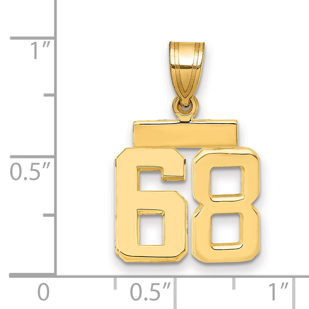 14k Small Polished Number 68 Charm