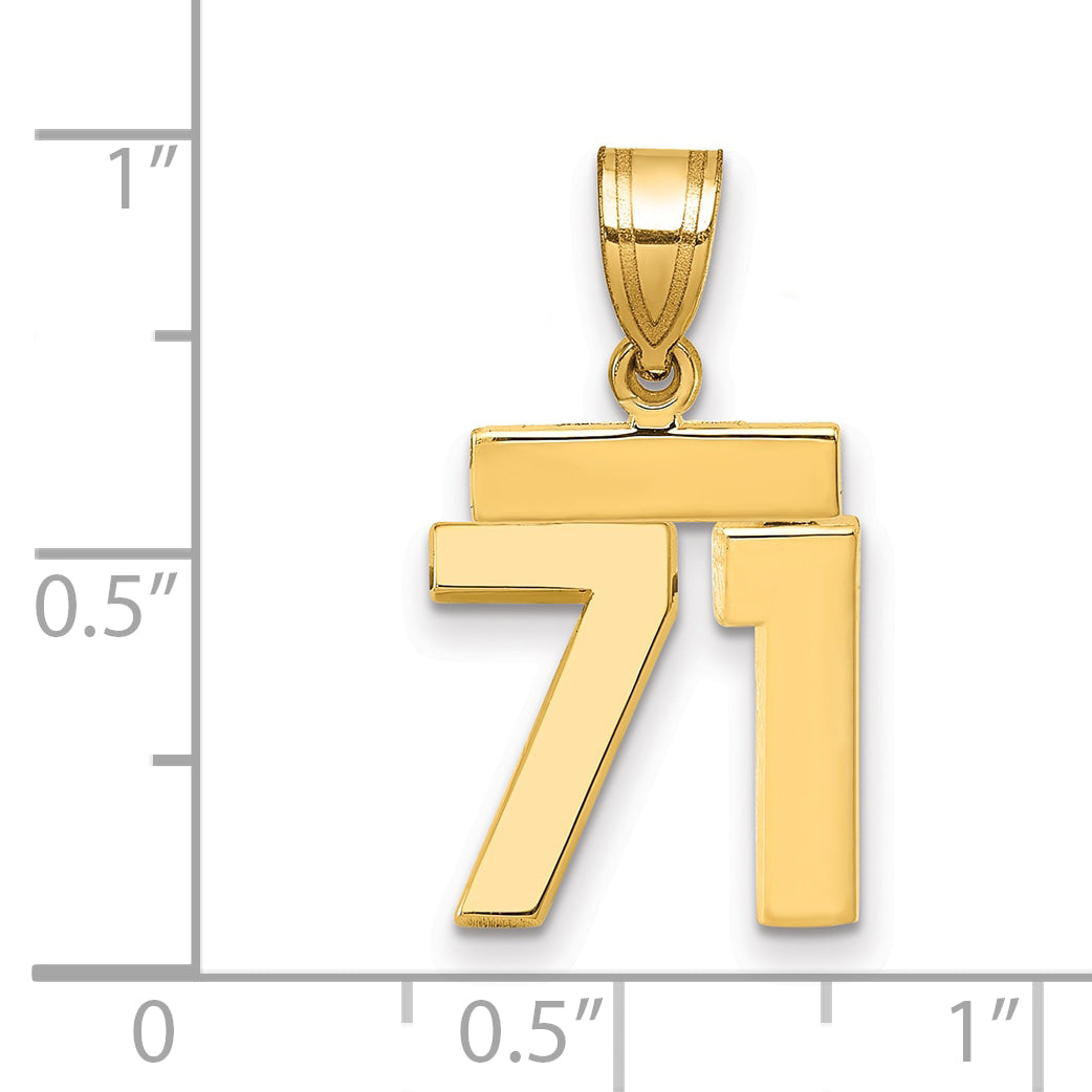 14k Small Polished Number 71 Charm