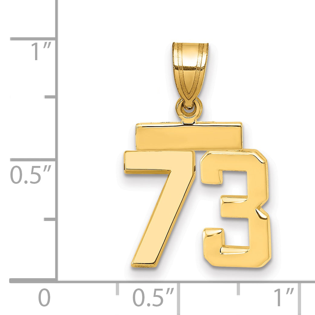 14k Small Polished Number 73 Charm Secondary image