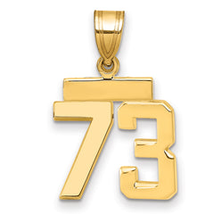 14k Small Polished Number 73 Charm
