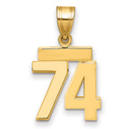 10k Small Polished Number 74 Charm