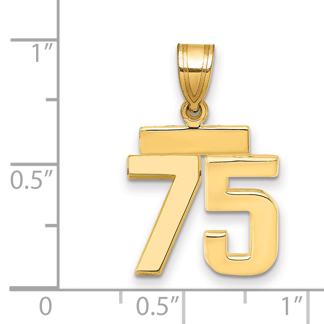 14k Small Polished Number 75 Charm
