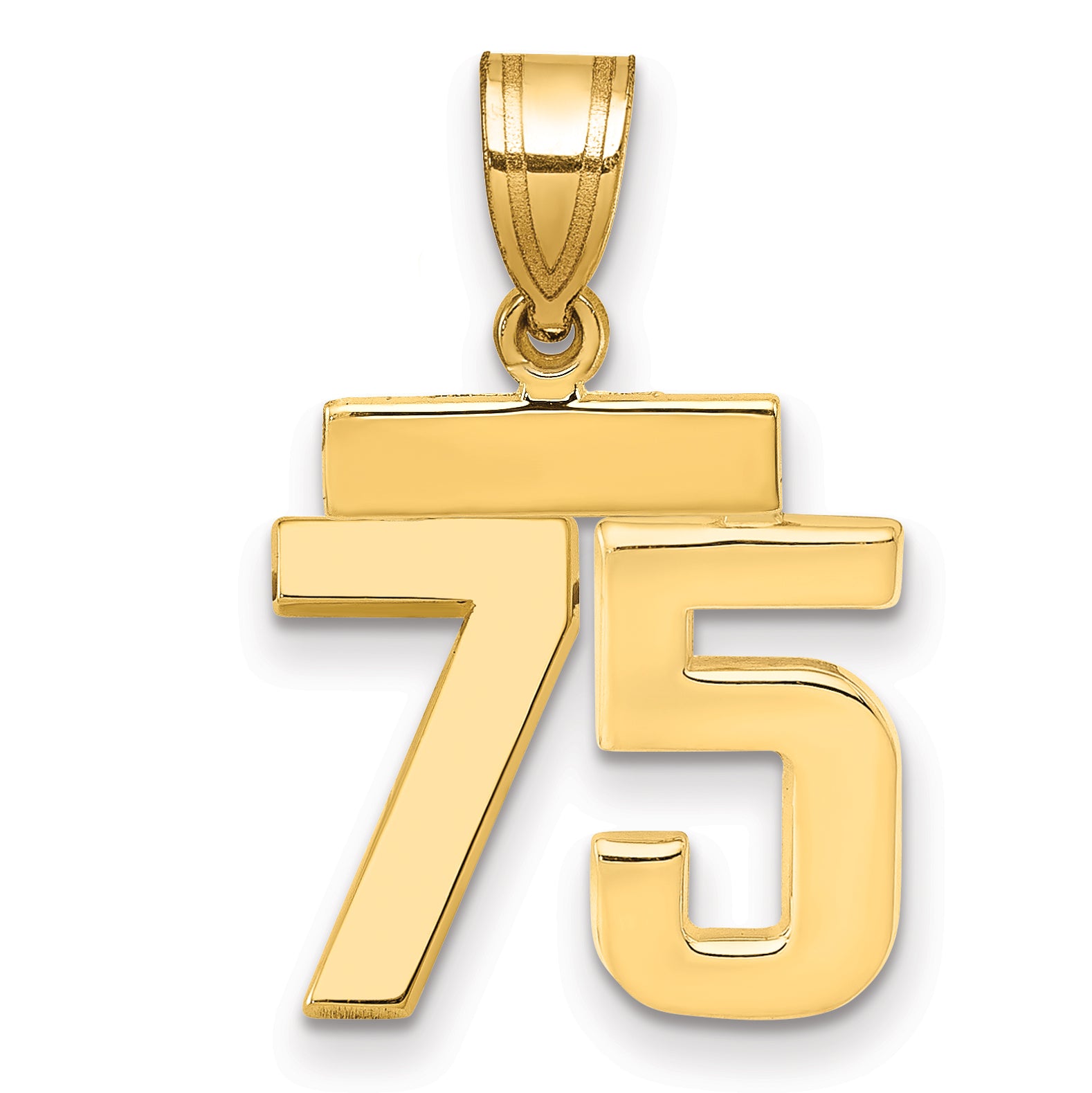 10k Small Polished Number 75 Charm