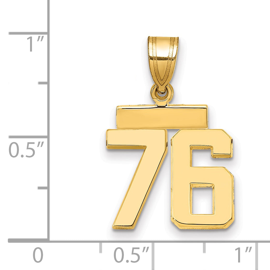 10k Small Polished Number 76 Charm