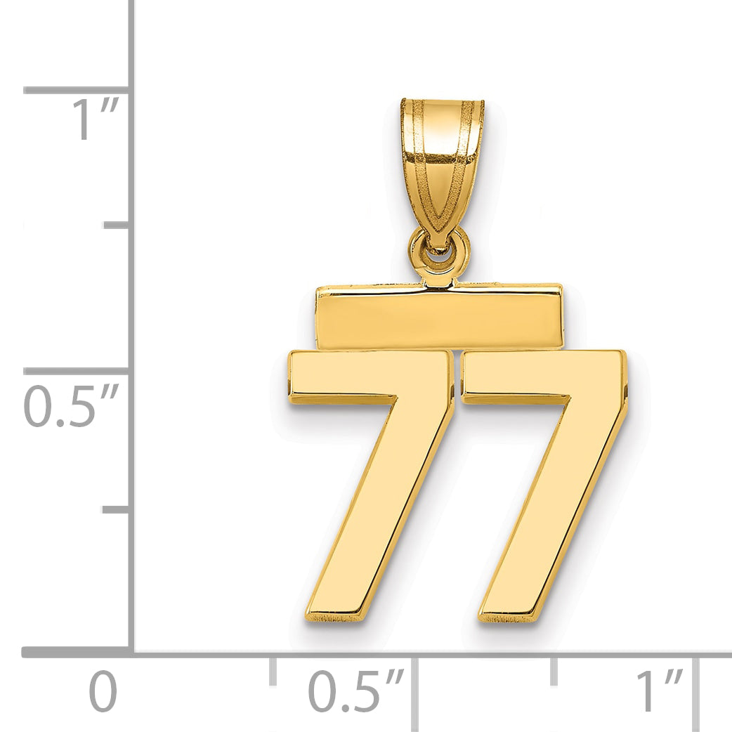 14k Small Polished Number 77 Charm