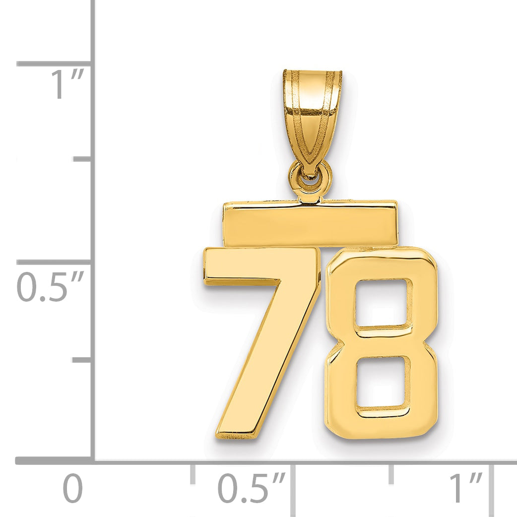 14k Small Polished Number 78 Charm