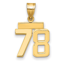 14k Small Polished Number 78 Charm