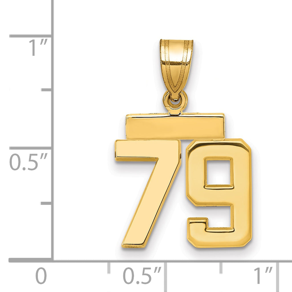14k Small Polished Number 79 Charm