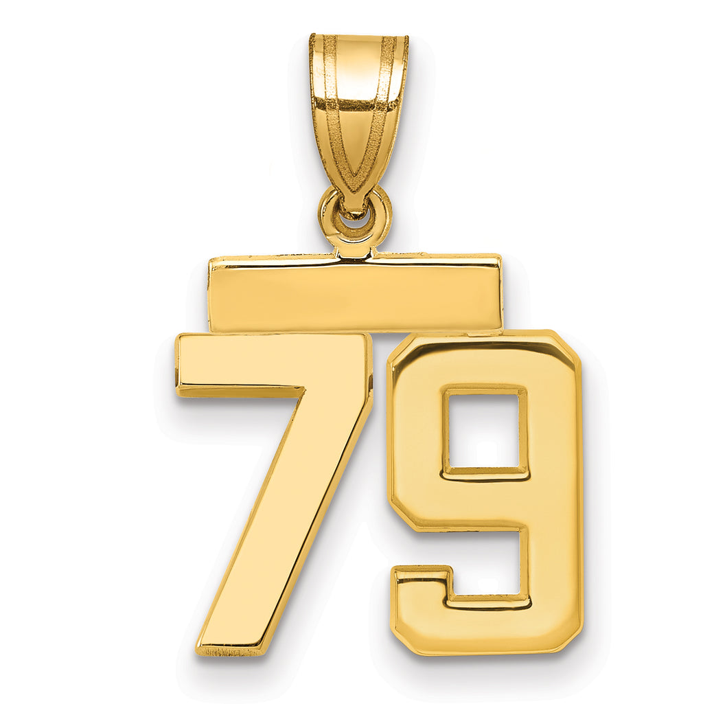 14k Small Polished Number 79 Charm