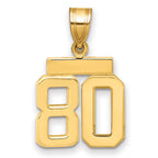 14k Small Polished Number 80 Charm