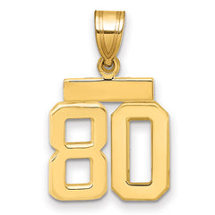 14k Small Polished Number 80 Charm