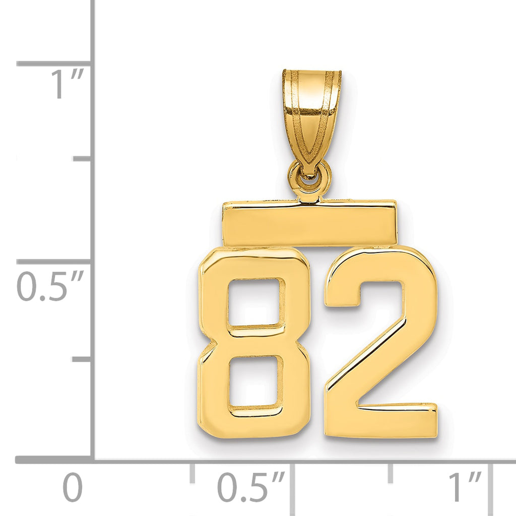 14k Small Polished Number 82 Charm