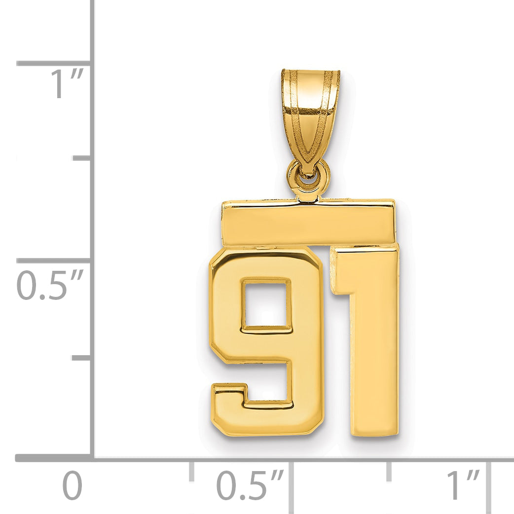 14k Small Polished Number 91 Charm