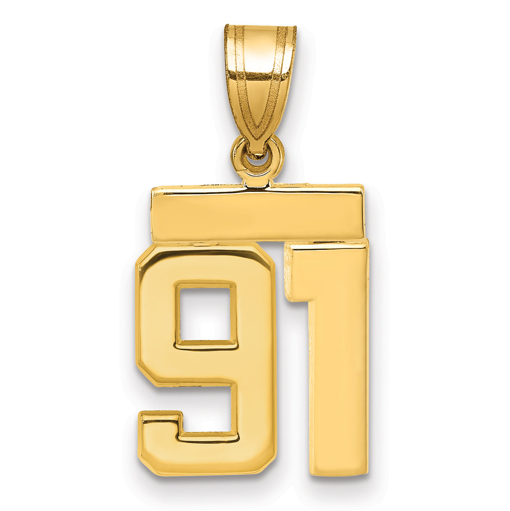14k Small Polished Number 91 Charm